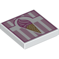 Tile 2 x 2 with Ice Cream Cone on Pink and White Print