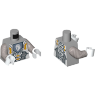 Torso Armor with Orange and Gold Circuitry and Sand Blue Emblem with Gray Horse Head Print, Flat Silver Arms, White Hands