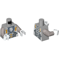 Image of part Torso Armor with Orange and Gold Circuitry and Sand Blue Emblem with Gray Horse Head Print, Flat Silver Arms, White Hands