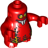 Body Nexo Knights Scurrier with Red Arms and with Orange Eyes and Closed Smile with 6 Teeth Print