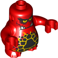 Body Nexo Knights Scurrier with Red Arms and with Orange Eyes and Closed Frown with 4 Teeth Print