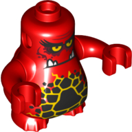 Image of part Body Nexo Knights Scurrier with Red Arms and with Orange Eyes and Closed Frown with 4 Teeth Print