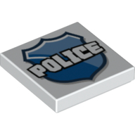 Tile 2 x 2 with Groove with 'POLICE' on Badge Print