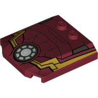 Slope Curved 4 x 4 x 2/3 Triple Curved with 2 Studs and Iron Man Armor and Round Arc Reactor Print