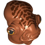 Minifig Head Special, Mon Calamari with Small Reddish Brown Skin Texture Markings and Orange and Black Eyes with Eyelids Print