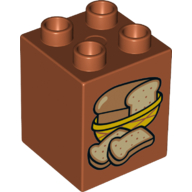 Duplo Brick 2 x 2 x 2 with Loaf of Bread in Basket and 2 Slices Print