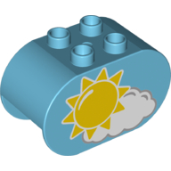 Duplo Brick 2 x 4 x 2 Rounded Ends with Sun and Cloud and Raincloud Print