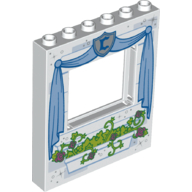 Panel 1 x 6 x 6 with Window with Flowers and Blue Curtains Print