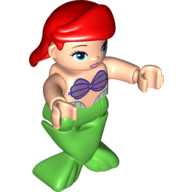 Duplo Figure with Hair Swept Right Red, Green Mermaid Legs (Ariel)
