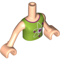 Minidoll Torso Girl with Lime Top with Heart Electrons in Atomic Symbol print and Light Nougat Arms and Hands