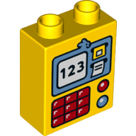 Duplo Brick 1 x 2 x 2 with Bottom Tube with ATM Screen with '123', Keypad & Lights Print