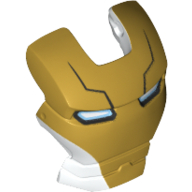 Headwear Accessory Visor Top Hinge with Blue and White Eyes and Gold Face Shield and Black Lines Print (Space Iron Man)