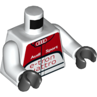 Torso Race Suit with Audi Logo, 'Audi Sport e-tron quattro' / Audi Logo on Back print, White Arms, Black Hands