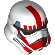 Helmet Stormtrooper, Thick Red Center Stripe on Top, 2 Chin Holes and Sand Blue Trim Print (Imperial Shock Trooper)