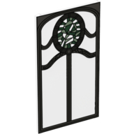 Glass for Window 1 x 4 x 6 with Ornate Silver Frame and Dark Green and Sand Green Oval Stained Glass print