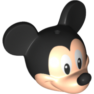 Minifig Head Special with Black Mouse Ears and Nose and White Eyes Print [Mickey]