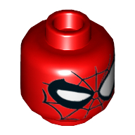Minifig Head Spider-Man, White Eyes with Right Eye Winking, Black Web Print