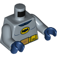 Torso Batman Logo in Yellow Oval with Yellow Utility Belt and Gold Buckle Print (60's Batman), Sand Blue Arms, Dark Blue Hands