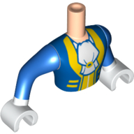 Minidoll Torso Man with Blue Coat with White Ascot, Yellow Trim Print, Blue Arms with White Gloves Print