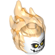 Minifig Head Special with Trans-Orange Flames and Skull Print (Ghost Rider)