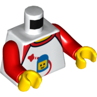 Torso Shirt, Red Collar, Space Ship, and Classic Space Minifigure Head with Helmet Print, Red Arms, Yellow Hands