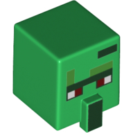 Minifig Head Special, Cube with Nose and Minecraft Zombie Villager Print