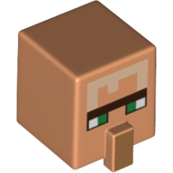Minifig Head Special, Cube with Nose and Minecraft Villager Face Print