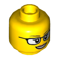 Minifig Head, Eyebrows, Glasses with Thick Edge, Peach Lips
