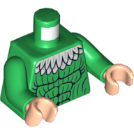 Torso Muscles with White Feather Collar Print, Green Arms, Light Nougat Hands