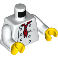 Torso Chef with 8 Front Buttons with Light Bluish Gray Wrinkles and Long Red Neckerchief / Neckerchief and Wrinkles on Back Print, White Arms, Yellow Hands