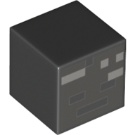Minifig Head Special, Cube with Minecraft Wither Skull Skeleton Face Print