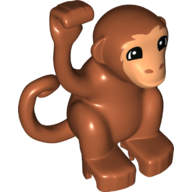 Duplo Animal Monkey with Curly Tail - Nougat Face with Hair Details Print