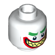 Minifig Head Joker, Green Eyebrows, Red Lips, Sharp Teeth, Wide Clenched Grin / Wide Open Mouth Grin Print