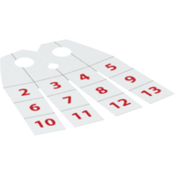 Neckwear Cape, Four Slits with Red '2' to '13' (Calendar) Print