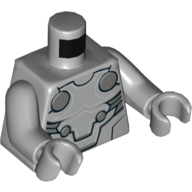 Torso Armor Silver Plate with Dark Bluish Gray Circles Print (Super-Adaptoid), Light Bluish Gray Arms and Hands