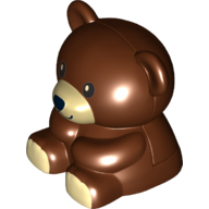 Duplo Teddy Bear Sitting - Black Eyes with White Pupil - Black Nose and Mouth in Tan Muzzle Print - Tan Paws