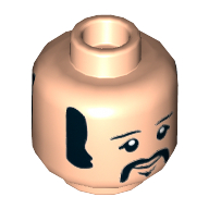 Minifig Head Ringo (The Beatles), Dual Sided, Eyebrows, Sideburns, Moustache, Neutral / Smiling Print [Hollow Stud]