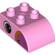 Duplo Brick 2 x 3 with Curved Top Dark Pink Beak, Eye Print