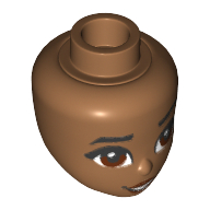 Minidoll Head with Dark Brown Eyes and Lips, Open Smile Print (Moana)