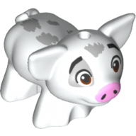Animal, Pig, Small with Bright Light Pink Snout, Light Bluish Grey Spots, Happy (Pua)