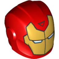 Helmet with Armor Plates and Ear Protectors with Gold Mask with White Eye Slits and Black Triangle Print (Iron Man)