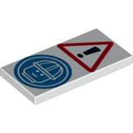 Tile 2 x 4 with Warning Sign and Helmet Mandatory Sign print