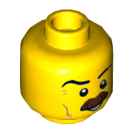 Minifig Head, Eyebrows, Brown Crooked Mustache [Hollow Stud]