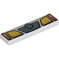 Tile 1 x 4 with Groove with Yellow and Orange Headlights Print