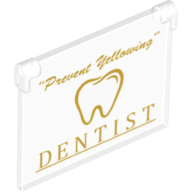 Glass for Window 1 x 4 x 3 - Opening with "Prevent Yellowing", Tooth Logo and "DENTIST" Print