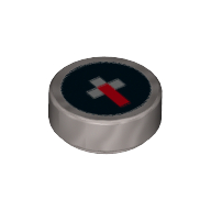 Tile Round 1 x 1 with Pixelated Red and White on Black Background Minecraft Compass Print