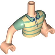 Minidoll Torso Man with Tan and Sand Green Striped Shirt Print, Light Nougat Arms and Hands