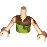 Minidoll Torso Boy with Light Nougat Arms and Hands with Lime Shirt with Copper Shoulders and Leaves Print