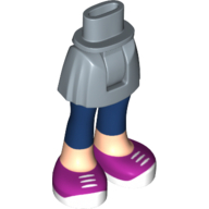 Minidoll Hips and Short Skirt with Light Nougat Legs with Long Dark Blue Leggings, Magenta Shoes with White Laces Print