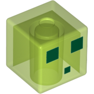 Minifig Head Special, Cube with Minecraft Slime, 3 Dark Green Squares Print